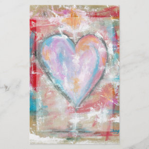 Roze rood blauw, Abstract kunstschilderij zonder h Briefpapier