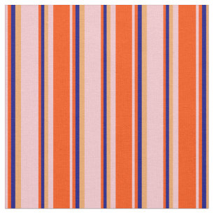 Roze, rood, blauw en bruin strepen / lijnen patroo stof
