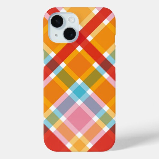 Roze Rood Blauw Sinaasappel Retro Plaid Controleer Case-Mate iPhone Case (Achterkant)