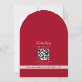 Roze Rood Bloem QR Code Bruiloft Kaart (Achterkant)