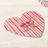 Roze Rood Candy Cane Strepen Boog Bruiloft Feest Kartonnen Onderzetters (Gekanteld)