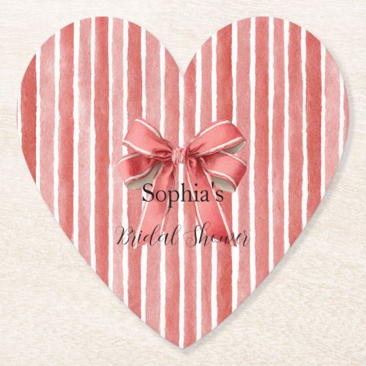 Roze Rood Candy Cane Strepen Boog Bruiloft Feest Kartonnen Onderzetters (Voorkant)