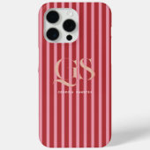 Roze & Rood | Chic Strepen Monogram Case-Mate iPhone Case (Achterkant)