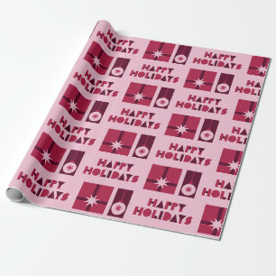 Roze Rood Donkerrood Geometrische Stijl in Kerstmi Cadeaupapier
