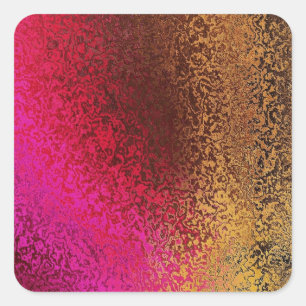 Roze Rood En Goud Patroon Vierkante Sticker