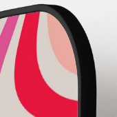 Roze, rood en grijs abstract retro swirl design pickleball paddle (Links Detail)