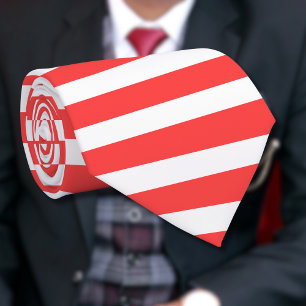 Roze Rood en Wit Eenvoudig Horizonaal Gestreept Stropdas