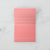 Roze Rood en Wit Eenvoudig Horizontaal Gestreept Bedankkaart (Binnen)