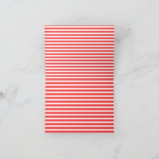 Roze Rood en Wit Eenvoudig Horizontaal Gestreept Bedankkaart (Binnen)