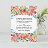 Roze Rood Geel Bloemig Formeel Huwelijksaankondigi Feestdagenkaart (Staand voorkant)