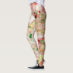 Roze rood geel groen tiendy Abstract Leggings