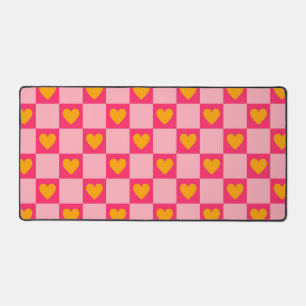 Roze Rood Geel Hart Liefde Geruit Y2K Patroon Bureaumat