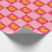 Roze Rood Geel Hart Liefde Geruit Y2K Patroon Cadeaupapier (Hoek)