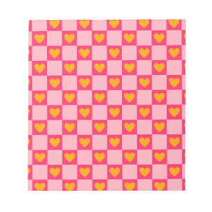 Roze Rood Geel Hart Liefde Geruit Y2K Patroon Notitieblok