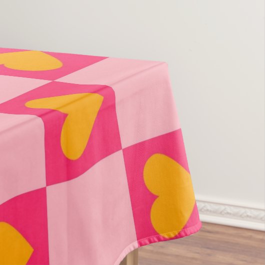 Roze Rood Geel Hart Liefde Geruit Y2K Patroon Tafelkleed (Voorbeeld)