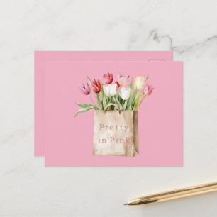 Roze Rood Geel Witte Tulp Bloemen in Zak Briefkaart