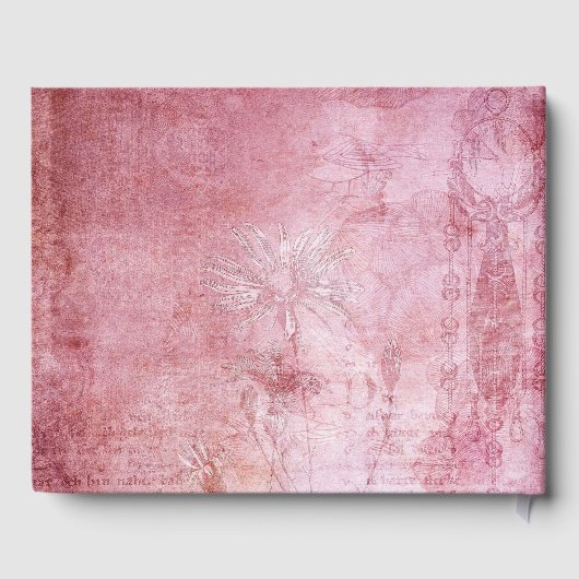 Roze Rood -geïnspireerd Gepersonaliseerde Bruiloft Gastenboek (Achterkant)