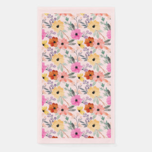 Roze, Rood, Gele Bloemige Bloemen Waterverf Servet