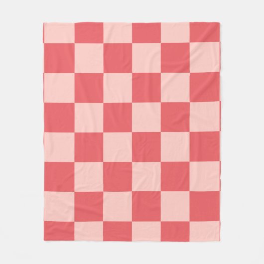 Roze Rood Geruit Gingham Patroon Fleece Deken (Voorkant)