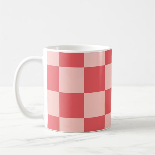 Roze Rood Geruit Gingham Patroon Koffiemok (Links)