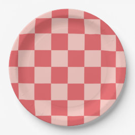 Roze Rood Geruit Gingham Patroon Papieren Bordje