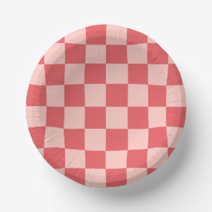 Roze Rood Geruit Gingham Patroon Papieren Kommen