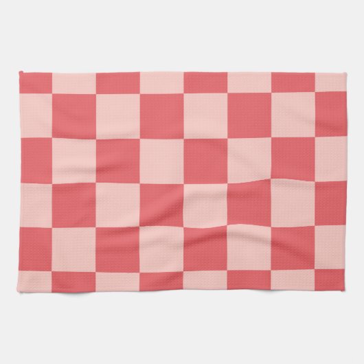 Roze Rood Geruit Gingham Patroon Theedoek (Horizontaal)
