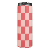 Roze Rood Geruit Gingham Patroon Thermosbeker (Achterkant)