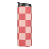Roze Rood Geruit Gingham Patroon Thermosbeker (Geroteerd rechts)