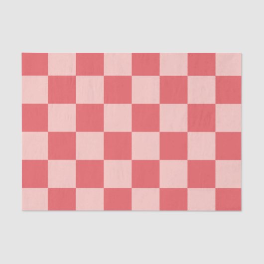Roze Rood Geruit Gingham Patroon Tissuepapier (Voorkant)