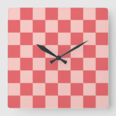Roze Rood Geruit Gingham Patroon Vierkante Klok (Voorkant)