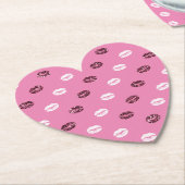 Roze Rood Glitter Wit Kisses Lippen Kartonnen Onderzetters (Gekanteld)