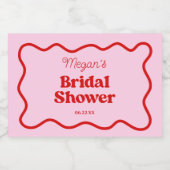 Roze Rood Golflijn Bruiloft Feest Sparkling Wijnetiket (Enkel label)