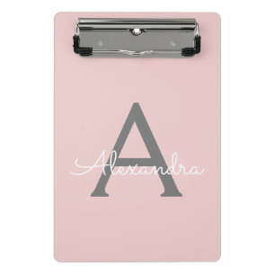 Roze Rood Grijze Moderne Script Meisjesachtige Mon Mini Klembord
