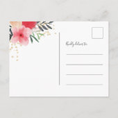 Roze rood groen bloemgoud lijst met uitzondering v aankondigingskaart (Achterkant)