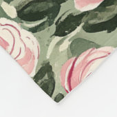 Roze Rood Groene Rozen Bloemen Fleece Deken (Hoek)