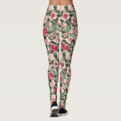 Roze Rood Groene Rozen Bloemen Leggings (Achterkant)