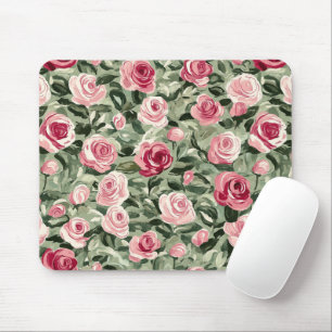 Roze Rood Groene Rozen Bloemen Muismat