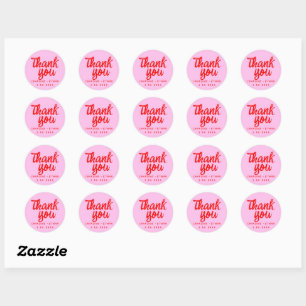 Roze Rood Handschrift Bruiloft Rechthoekige Sticke Ronde Sticker
