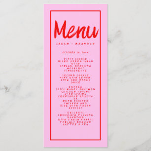 Roze rood handschrift Typografie Retro Weddenschap Menu