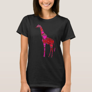 Roze Rood Hart Liefde Moeder Afrikaans Giraffe Mam T-shirt