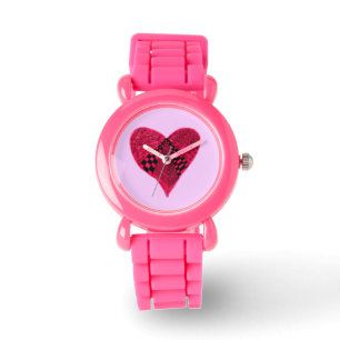 Roze rood hartzakhorloge horloge
