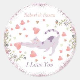 Roze Rood Ik hou van je Schattigee Valentijnsdag Ronde Sticker