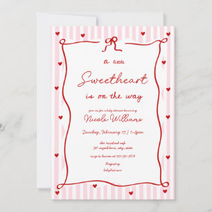 Roze Rood Klein Liefje Baby Shower Uitnodiging