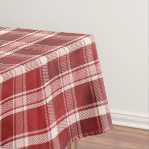 Roze, rood, lepel en crème Tartan Tafelkleed