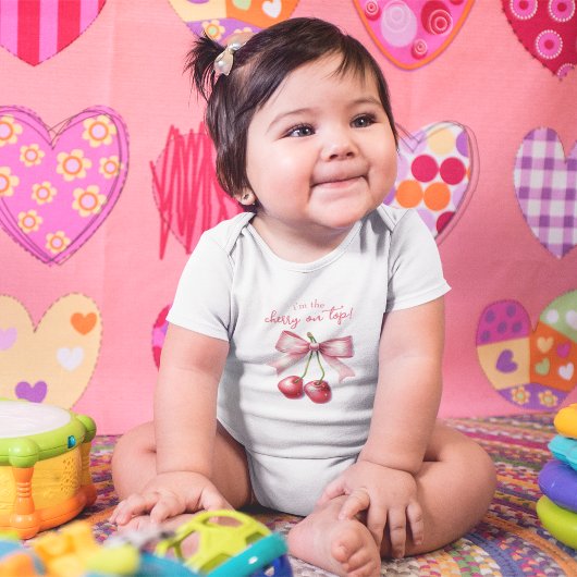 Roze Rood Mignonne Kers Eerste 1e Verjaardag Romper