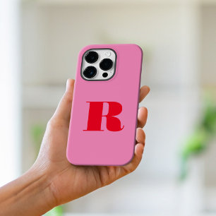 Roze Rood Minimalistisch Modern Initiaal Bold Mono iPhone 15 Pro Max Hoesje