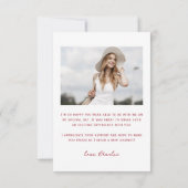 Roze Rood Modern Eenvoudig Typografie Foto Afstude Bedankkaart (Achterkant)