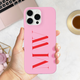 Roze Rood Modern Minimalistisch Initiaal Monogram iPhone 16 Pro Max Hoesje