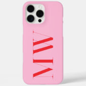 Roze Rood Modern Minimalistisch Initiaal Monogram Case-Mate iPhone Case (Achterkant)